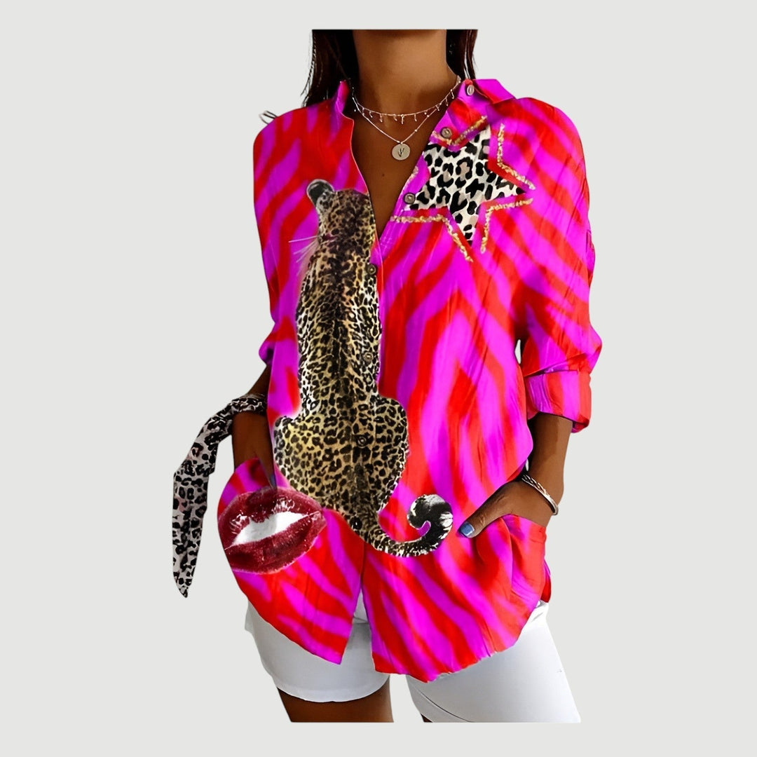 Ashley™ | Blouse Femme Chic à Design Géométrique.