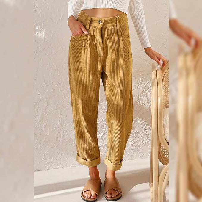 Mandy™ | Pantalons Taille Haute en Velours Côtelé