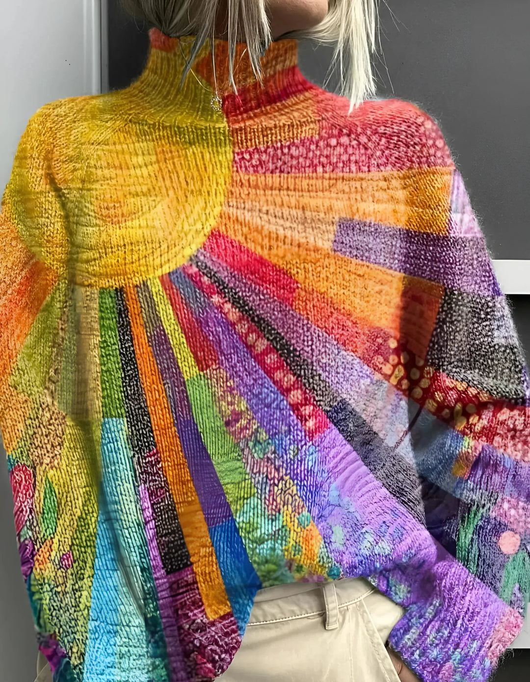 Fana | Pull Col Roulé Vibrant et Coloré