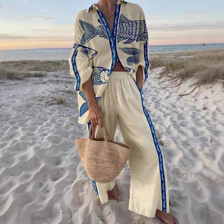 Yseult™ | Ensemble Imprimé Poisson Bleu