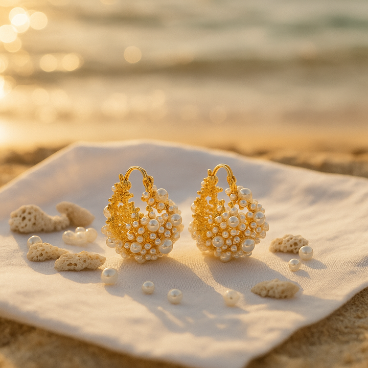 Zahara™ | Boucles D'oreilles Pendantes En Perles Dorées