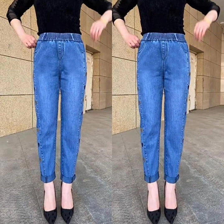 Soraya™ - Jeans hautement élastiques pour femmes avec broderie de motif cœur